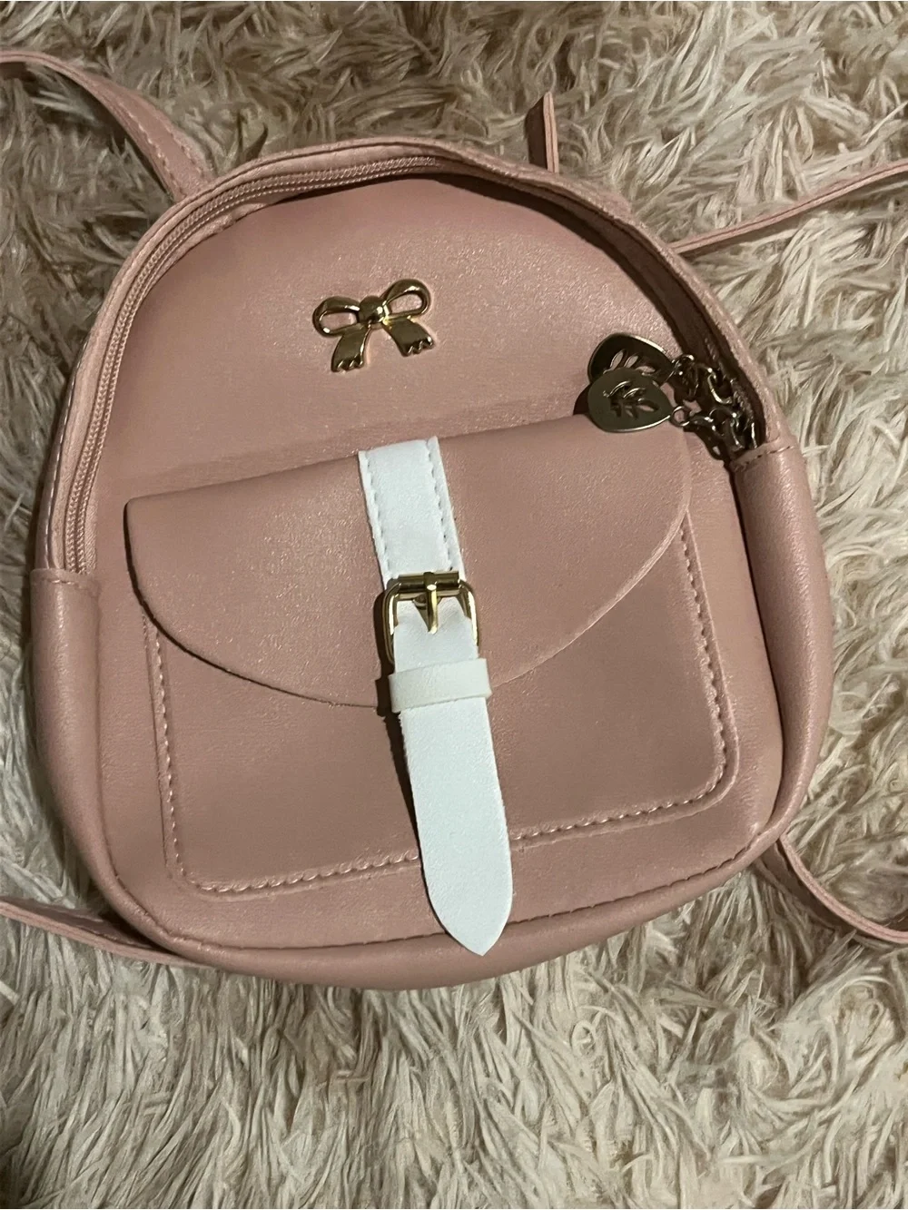 Mini Bow Accent Pink Crossbody Backpack - kids